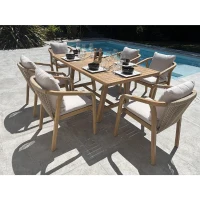 Ensemble repas de jardin - Bois d'acacia - 6 places - 170 x 90 cm - Serena(m-4)