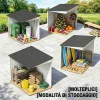 Outsunny Capanno Attrezzi in Metallo 1.5x2m con Base, Porta Scorrevole e Tetto Inclinato, Bianco(m-9)