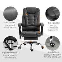 Vinsetto Scaun de Birou Rabatabil cu Masaj și Încălzire, Înălțime Reglabilă, Gri(m-11)