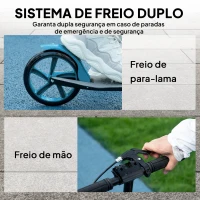 HOMCOM Trotinete Dobrável com Guiador Ajustável, Rodas Grandes de 200 mm, Amortecimento e Travão, Carga Máxima de 100 kg, 91,5 x 36,5 x 91-104 cm, Azul(m-6)