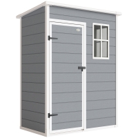 Outsunny Caseta de Jardín Exterior 151x92x193 cm con Suelo Puerta Corredera y Techo Inclinado para Almacenar Herramientas Gris