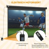 HOMCOM Ecran pentru Proiector 89" Format 4:3 Reglabil cu Telecomandă, 171x130cm, Negru(m-4)