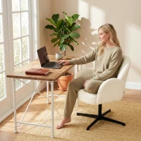 HOMCOM Sillón giratorio de salón sillón auxiliar acolchado en terciopelo respaldo en forma de concha cojín con muelles beige(m-5)