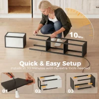 HOMCOM Floor Lamp with Shelves, 3 Layer Column Modern Standing Lamp for Living Room, Bedroom, Office, Black(m-8)