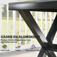Outsunny Ensemble de Salle à Manger Extérieur 7 Pièces pour 6 Personnes, Table et Chaises Empilables avec Lattes Effet Bois, Cadre en Aluminium, Gris(m-4)