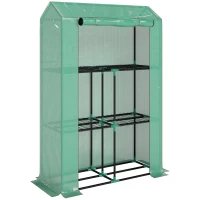 Outsunny Serra da Giardino a 3 Livelli con Copertura in PE Anti-UV e Porta Avvolgibile, 100x40x150 cm, Verde(m-1)