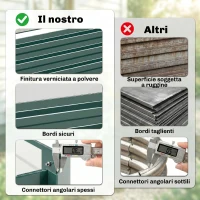 Outsunny Letto per Orto Rialzato in Metallo da Esterno, Portapiante per Fiori ed Erbe, 241x90,5x30cm(m-5)