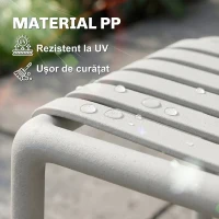 Outsunny Set 4 Scaune de Grădină Stackabile din Polipropilenă Anti-UV, Design Lamelar cu Cotiere, pentru Terasă Balcon Exterior Interior, Gri(m-6)