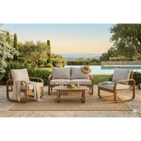 Salon de jardin - Bois d'acacia - 4 personnes - BOHEMIA - Creme(m-2)