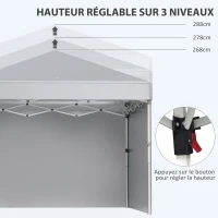 Outsunny Tonnelle barnum de jardin pop-up pliant réglable en hauteur protection UV 30+ 2 parois latérales sac de transport inclus(m-7)