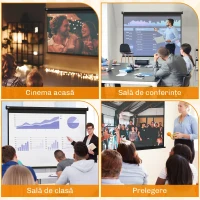 HOMCOM Ecran pentru Proiector 100" Format 4:3 Reglabil cu Telecomandă, 203x152cm, Negru(m-6)