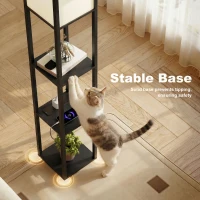 HOMCOM Floor Lamp with Shelves, 3 Layer Column Modern Standing Lamp for Living Room, Bedroom, Office, Black(m-6)