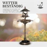 Outsunny Baie pentru păsări, adăpătoare și ghiveci 3 în 1 dim. Ø 50 x 113H cm polipropilenă bronz antic(m-6)