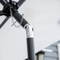 Outsunny Umbrela de soare de gradina basculabila dubla cu deschidere cu manivela, copertina cu orificii cu ventilatie si 12 nervuri, 295x152x222cm, alb(m-14)