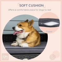 PawHut Wicker Dog Bed, Elevated Rattan Dog House with Removable Cushion and Canopy, for Small and Medium Dogs, 98 x 69 x 70cm - Grey(m-8)