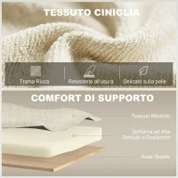 HOMCOM 3 in 1 Divano Letto 2 Posti con Schienale Regolabile in 3 Posizioni con 2 Cuscini, in Ciniglia, Beige(m-7)