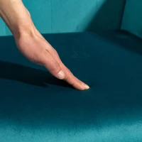 Homcom Fotoliu Catifea Albastra – Pivotant cu Cotiere & Reglabil(m-14)