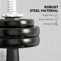 SPORTNOW 2-in-1 Adjustable Dumbbells Set, 30kg Cast Iron Weights Dumbbells Set with Non-Slip Grip for Strength Training, Weight Lifting, Bodybuilding, Home Gym Workout Equipment for Men & Women(m-6)