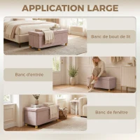 HOMCOM Banc de rangement bout de lit pliable volume 67 L capacité de charge 120 kg avec couvercle 76L x 38l x 38H cm rose(m-6)