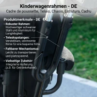 HOMCOM Triciclu pentru Copii cu Mâner 6 în 1, Acoperiș Reglabil și Centură de Siguranță, Vârsta 1-5 Ani, Gri(m-9)