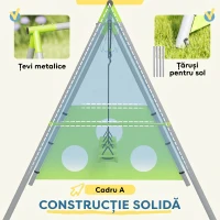 AIYAPLAY Set de Jocuri pentru Copii 3 în 1 cu Leagăn de Grădină, Coș și Poartă de Fotbal, 238x180x182 cm, Verde și Gri(m-10)