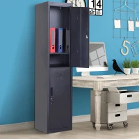 Vinsetto Armoire à casiers à 4 niveaux, casier vestiaire métallique avec 2 portes verrouillables à 2 clés, 38x46x180cm, noir(m-10)