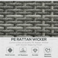 Outsunny 3 Pieces PE Rattan Garden Furniture Set with 10 cm Thick Cushions, 4 Seater Garden Corner Sofa Set with Glass Top Coffee Table, Outdoor Furniture for Patio, Porch, Grey(m-4)