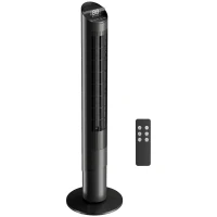 HOMCOM Tower Fan with WiFi App Control Standing Floor Cooling Fan Remote Control 101.8 cm Black(m-1)