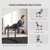 SPORTNOW Sedia Romana Regolabile su 6 Posizioni con Maniglie Laterali, in Acciaio e PU, 110x70x95 cm, Nero(m-4)