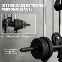 SPORTNOW Máquina de Polias de Parede Ajustável em 15 Posições Multifunções para Ginásio e Casa 62x60x200 cm Preto(m-6)