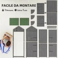 Outsunny Capanno da Giardino Porta Attrezzi in Legno Impermeabile, 77x54.2x179cm - Grigio(m-8)