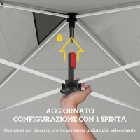 Outsunny Gazebo 3x3 m Pop Up con Tasche Portaoggetti e Sacchi di Sabbia, in Metallo e Tessuto Oxford, Bianco(m-5)