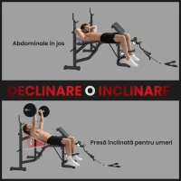 Soozier Bancă pentru Greutăți cu Suport pentru Genuflexiuni, Bancă Olimpică Reglabilă, Multifuncțională cu Pad Curl pentru Brațe, Extensii pentru Picioare, Gri(m-6)