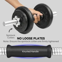 SPORTNOW 2-in-1 Adjustable Dumbbells Set, 20kg Cast Iron Weights Dumbbells Set with Non-Slip Grip for Strength Training, Weight Lifting, Bodybuilding, Home Gym Workout Equipment for Men & Women(m-5)