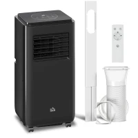 HOMCOM Condizionatore Portatile 950W con 5 Modalità e 3 Velocità, in Plastica ABS e Acciaio, 33x28x70.4 cm, Nero(m-11)
