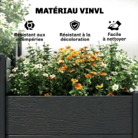 Outsunny Jardinière surélevée, lit de jardin à 3 niveaux avec fond ouvert pour fleurs, légumes, 120 x 80 x 64 cm, effet bois gris(m-7)