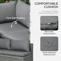 Outsunny 3 Pieces PE Rattan Garden Furniture Set with 10 cm Thick Cushions, 4 Seater Garden Corner Sofa Set with Glass Top Coffee Table, Outdoor Furniture for Patio, Porch, Grey(m-5)