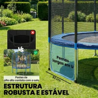 SPORTNOW Cama Elástica Exterior Ø183 cm Trampolim para Crianças com Rede de Segurança Escada e Acolchoamento de Molas Azul(m-4)