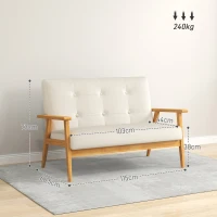 HOMCOM 3-Sitzer-Sofa 115 cm skandinavisches Sofa mit geknöpfter Rückenlehne, gepolsterter Sitz und Armlehnen, beige(m-3)
