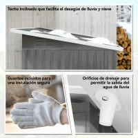 Outsunny Caseta de Jardín 221x133x190 cm Cobertizo de Exterior Metálico para Almacenamiento de Herramientas Gris Oscuro(m-7)