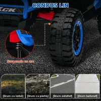 AIYAPLAY Mașină Electrică pentru Copii 3-8 Ani 24V cu Conducere Manuală și Telecomandă, Viteză 5-7 km/h, Albastră(m-7)