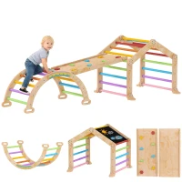 AIYAPLAY Triangle d'escalade enfant avec rampe réversible toboggan bascule et structure d'escalade multicolore(m-11)