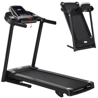 HOMCOM Folding Treadmill, Compact Running Machine with LED Display, Drink & Phone Holder for Home Workout(m-1)