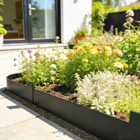 Outsunny 5pcs Garden Fence, Metal Picket Fence Panels, 102x15cm, Black(m-2)