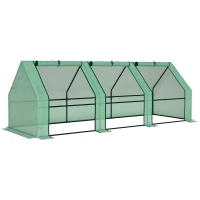 Outsunny Invernadero de Exterior Invernadero de Jardín 270x90x90 cm Tipo Caseta con 3 Ventanas Marco de Acero y Cubierta de PE 140g/㎡ para Cultivo Plantas Flores Tomates Verde(m-1)