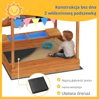 Piaskownica z dachem, drewniana, dla 3-7 lat, zielona(m-5)