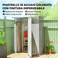 Outsunny Capanno Porta Attrezzi in Metallo con Tetto Inclinato e Porta Bloccabile, 142x86x189 cm, Argento(m-4)