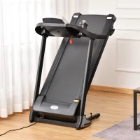 HOMCOM Folding Treadmill, Compact Running Machine with LED Display, Drink & Phone Holder for Home Workout(m-10)