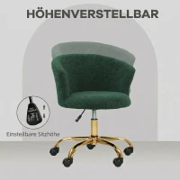 Vinsetto Sedia da Ufficio Girevole in Velluto Teddy, Struttura Acciaio, Altezza Regolabile, Portata 120kg, Verde Scuro(m-4)