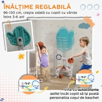 AIYAPLAY Coș de Baschet pentru Copii 5 în 1 cu Înălțime Reglabilă, Poartă de Fotbal și Golf, Vârsta 3-6 Ani(m-6)